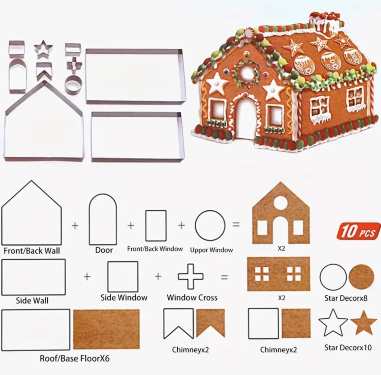 Gingerbread House Cookie Cutter Set Large